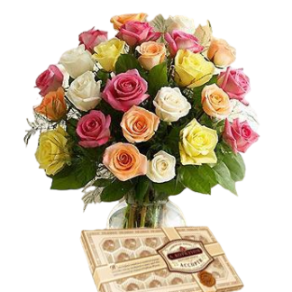 25 colorful roses with chokolates | Flower Delivery Pyatigorsk