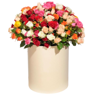 Mixed roses in a hatbox | Flower Delivery Pyatigorsk