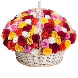 51 colorful roses in the basket | Flower Delivery Pyatigorsk